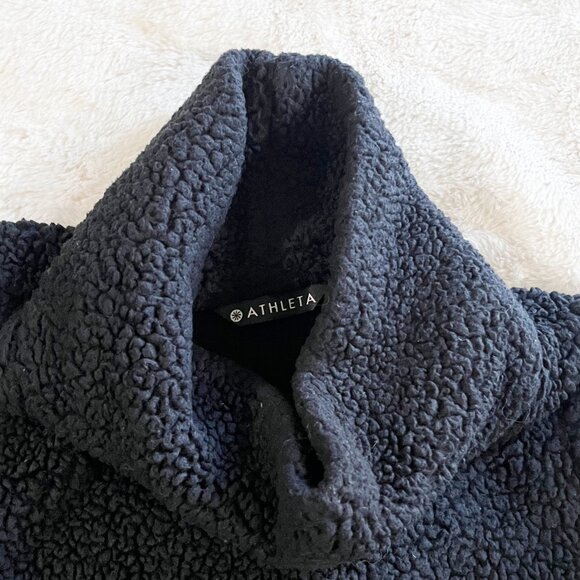 Athleta Black Nirvana Sherpa Funnel Neck Sweatshirt No Tag Likely Large - Picture 11 of 12